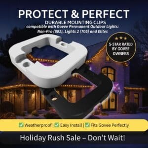 Govee Permanent Outdoor Lights Mounting Brackets – Compatible with Govee Elite, Lights 2 (705), and Non-Pro (801) Models