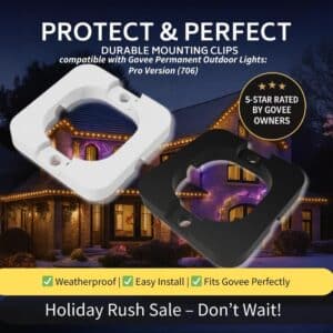 Govee Permanent Outdoor Lights Mounting Brackets – Compatible with Pro Version (H706) – Soffit Clip Mounts