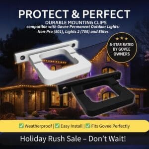 Govee Permanent Outdoor Lights Mounting Brackets – Compatible with Govee Elite, Lights 2 (705), and Non-Pro (801) Models - 8MM Bracket