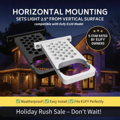 eufy Permanent Outdoor Lights E120 Compatible – Mounting Bracket – 2.5" Horizontal Mount