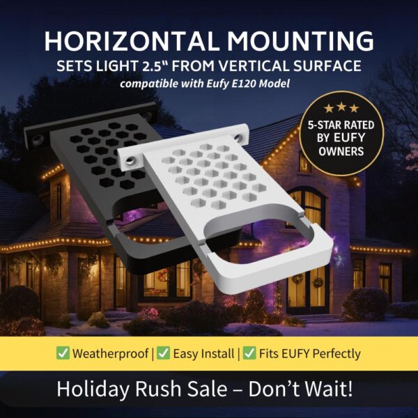 eufy Permanent Outdoor Lights E120 Compatible – Mounting Bracket – 2.5" Horizontal Mount