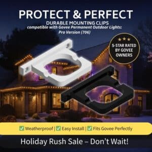 Govee Compatible - Pro (H706) Permanent Outdoor Lights Pro Clips Mounting Bracket – 8mm Fascia Clip Mounts
