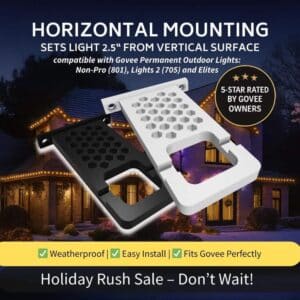 Govee Compatible – Non-Pro (801) AND Lights 2 (705) AND Elites - Permanent Outdoor Lights Mounting Bracket - 2.5" Horizontal Mount