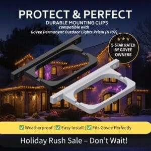 Govee Permanent Outdoor Lights Prism Compatible – Mounting Bracket – 8mm Horizontal Mount