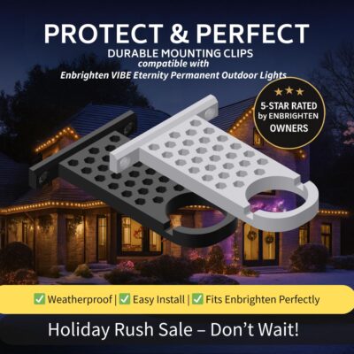 Enbrighten Eternity Light Mounts | Perfect Fit Outdoor Clips for Enbrighten Permanent Lights | Clean, Professional Look | 2.5" From Wall