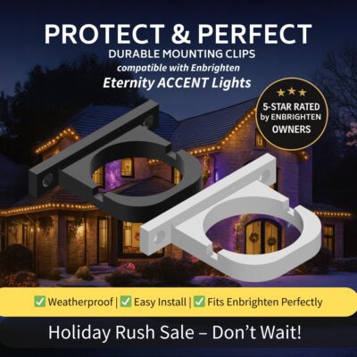 Enbrighten Eternity ACCENT Light Mounts | Clean, Professional Look | 8mm HORIZONTAL Mount From Wall