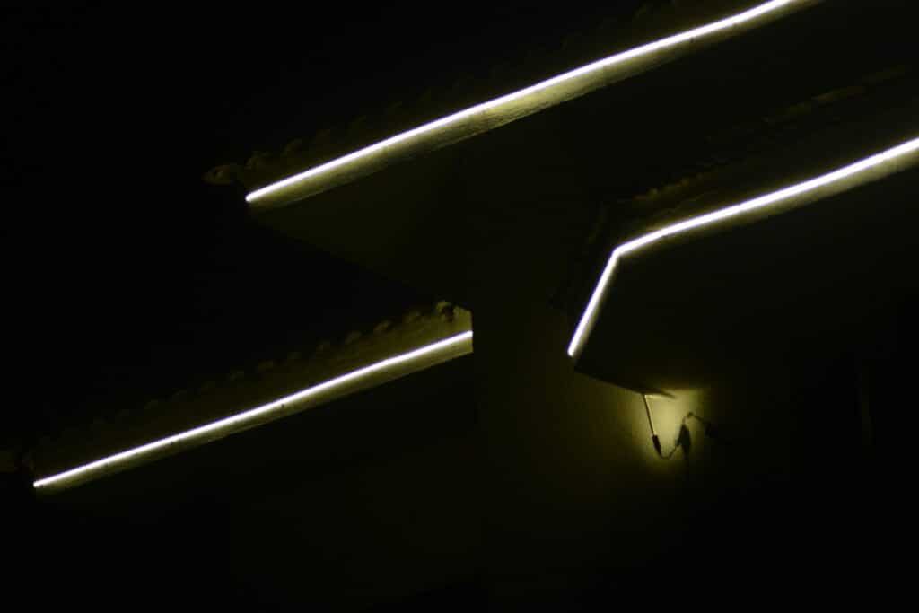 Abstract streaks of light against dark background