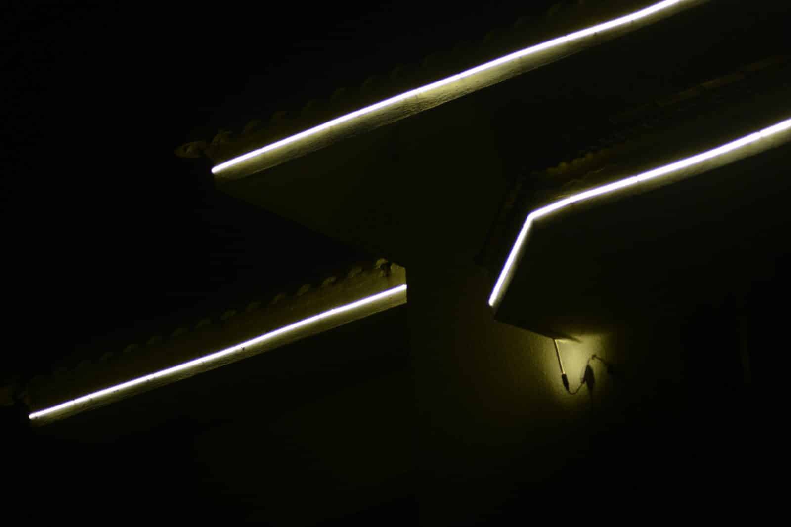 Abstract streaks of light against dark background