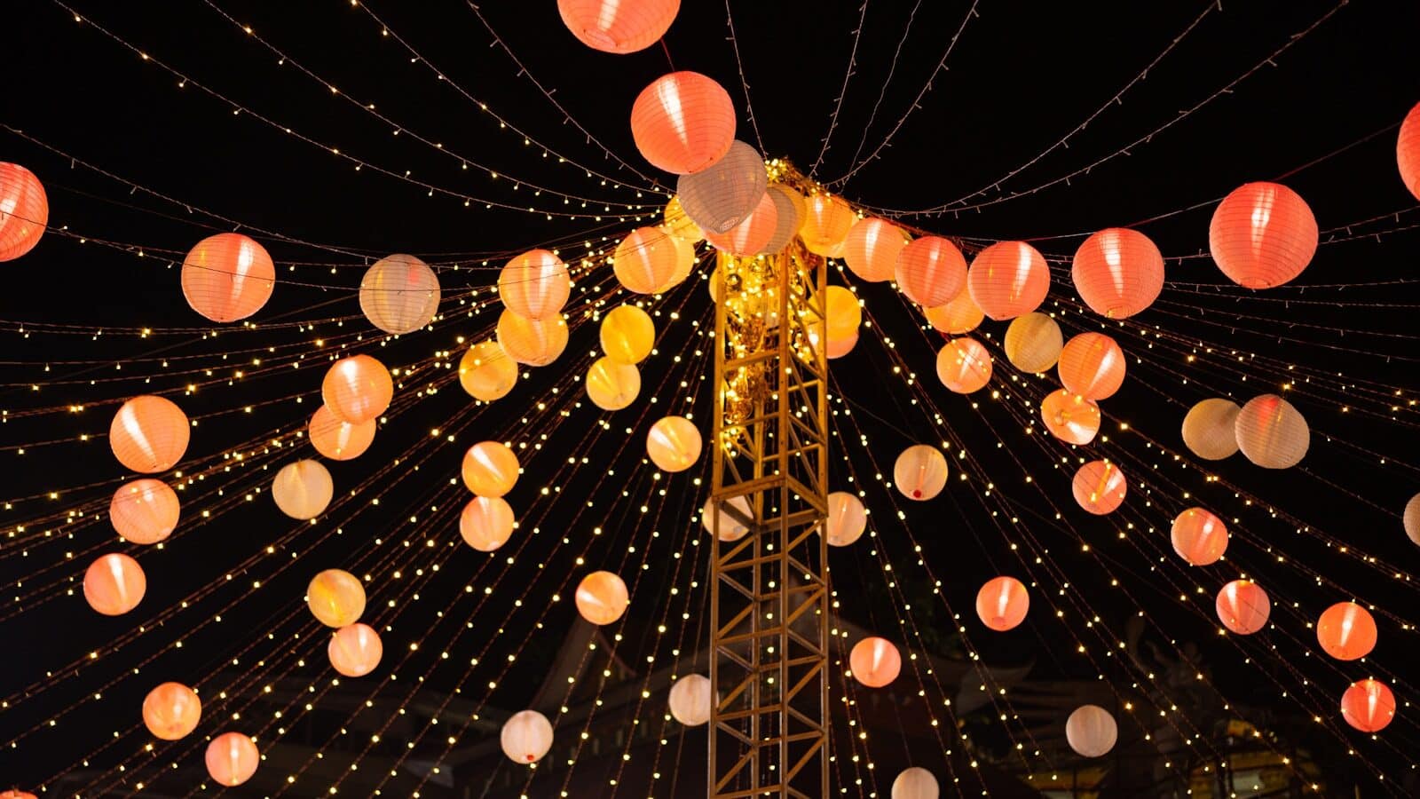 Ornate lanterns and string lights illuminate the night sky Govee Permanent Outdoor Lights Elite: Installation Tips for a Premium Finish