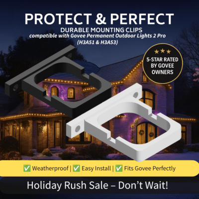 8mm Mounting Brackets for Govee Permanent Outdoor Lights 2 Pro, Low Profile Fascia Spacers, Soffit Clips, Outdoor Light Mounts