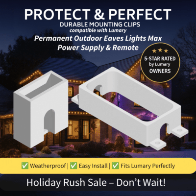 Lumary Permanent Outdoor Eaves Lights Max Power Supply and Remote Mount Kit, Controller Brackets, Mounts Only